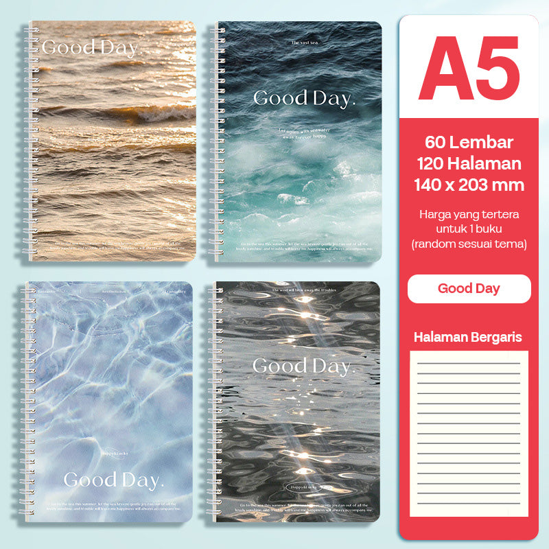 Buku Notebook A5 Full Ring Halaman Bergaris SBFA560