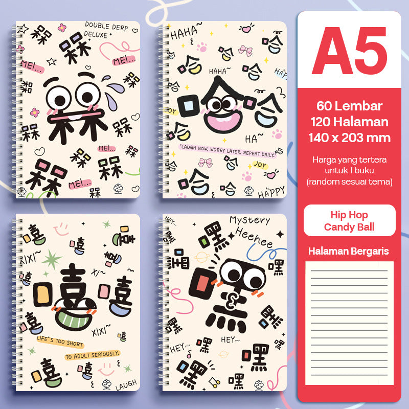 Buku Notebook A5 Full Ring Halaman Bergaris SBFA560