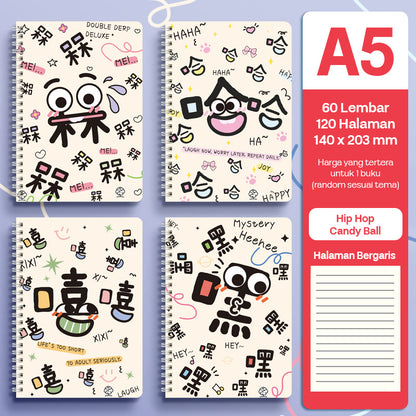Buku Notebook A5 Full Ring Halaman Bergaris SBFA560