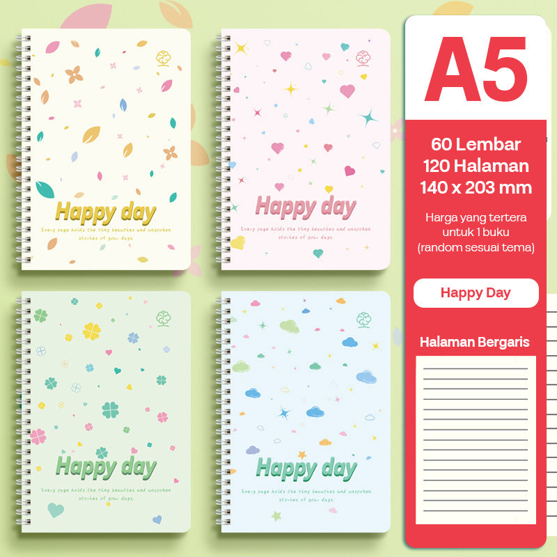 Buku Notebook A5 Full Ring Halaman Bergaris SBFA560