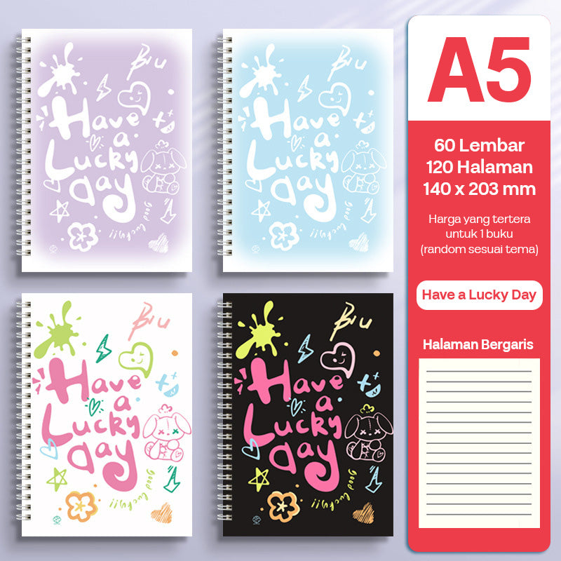Buku Notebook A5 Full Ring Halaman Bergaris SBFA560