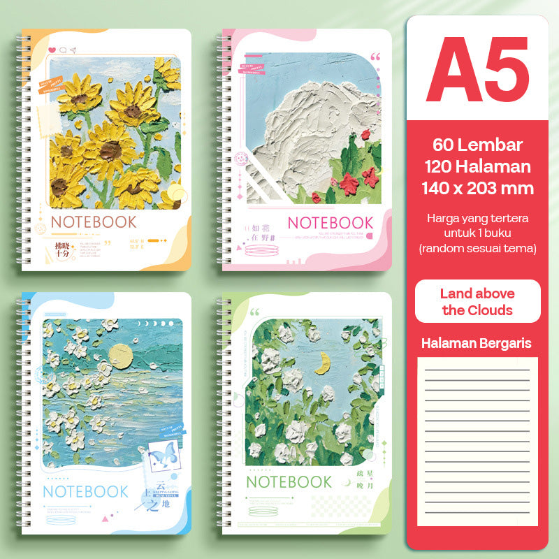 Buku Notebook A5 Full Ring Halaman Bergaris SBFA560