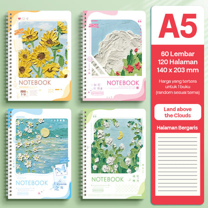 Buku Notebook A5 Full Ring Halaman Bergaris SBFA560
