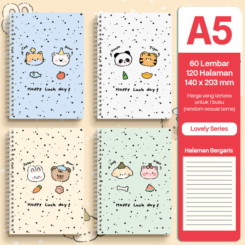 Buku Notebook A5 Full Ring Halaman Bergaris SBFA560
