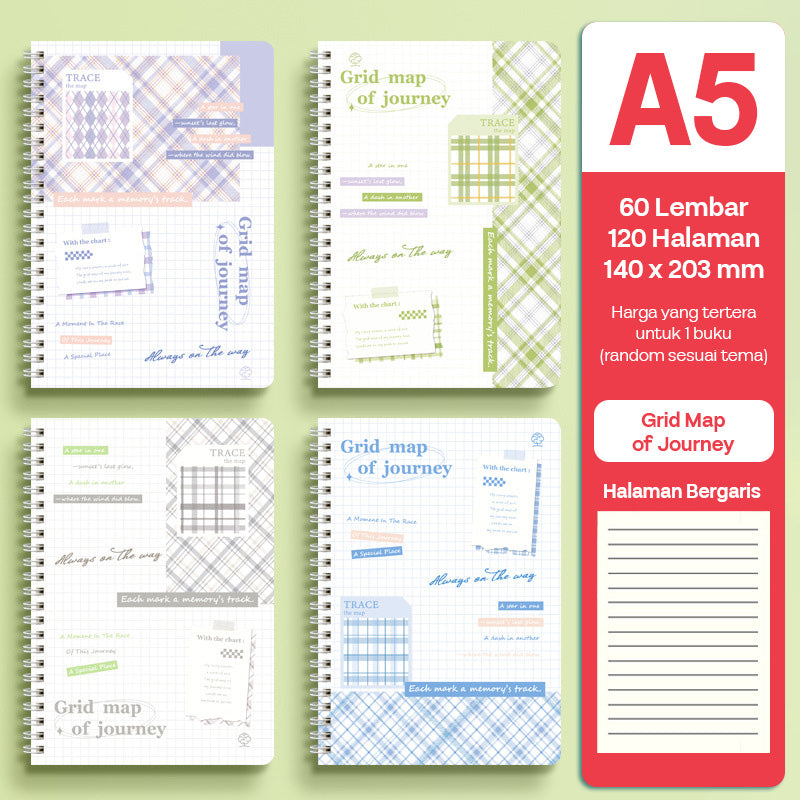 Buku Notebook A5 Full Ring Halaman Bergaris SBFA560