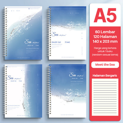 Buku Notebook A5 Full Ring Halaman Bergaris SBFA560