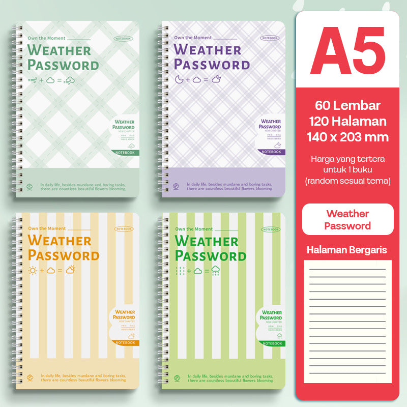 Buku Notebook A5 Full Ring Halaman Bergaris SBFA560