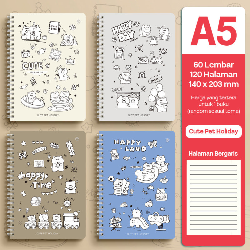 Buku Notebook A5 Full Ring Halaman Bergaris SBFA560