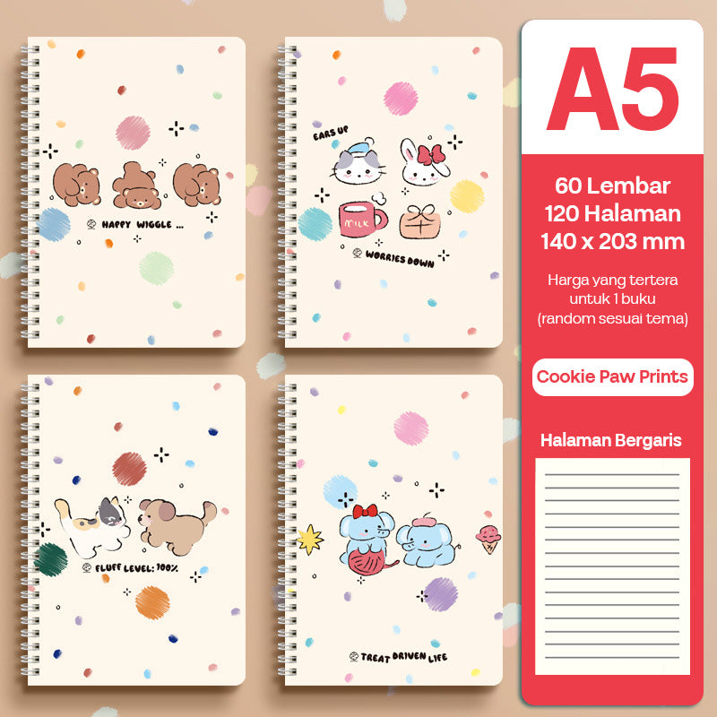 Buku Notebook A5 Full Ring Halaman Bergaris SBFA560