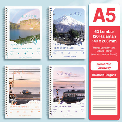 Buku Notebook A5 Full Ring Halaman Bergaris SBFA560