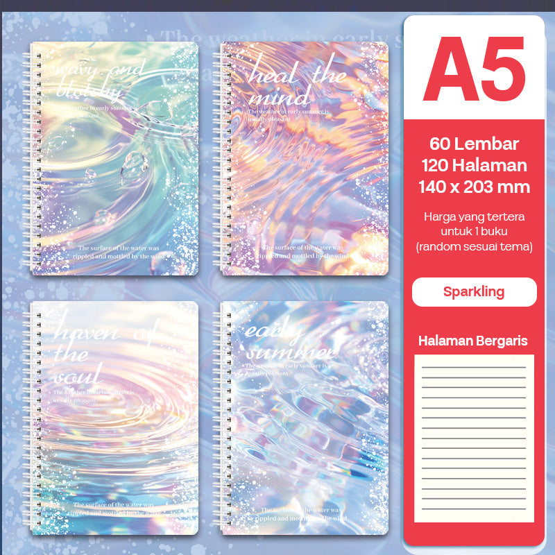 Buku Notebook A5 Full Ring Halaman Bergaris SBFA560