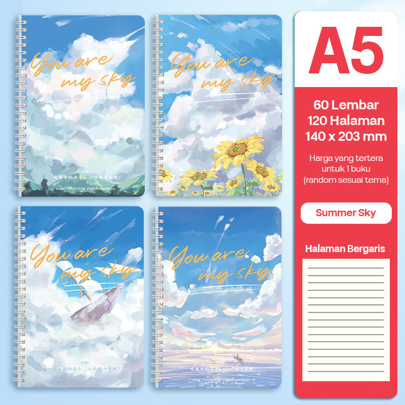 Buku Notebook A5 Full Ring Halaman Bergaris SBFA560