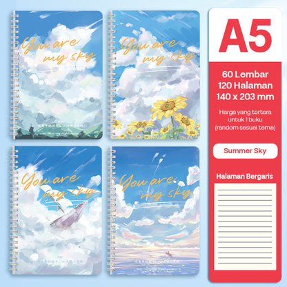 Buku Notebook A5 Full Ring Halaman Bergaris SBFA560