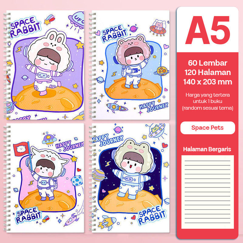 Buku Notebook A5 Full Ring Halaman Bergaris SBFA560