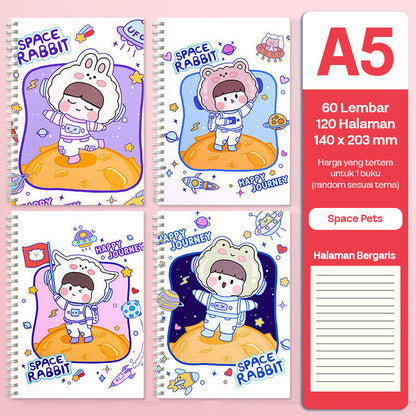 Buku Notebook A5 Full Ring Halaman Bergaris SBFA560