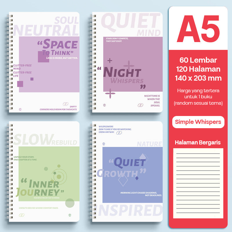 Buku Notebook A5 Full Ring Halaman Bergaris SBFA560