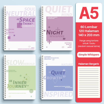 Buku Notebook A5 Full Ring Halaman Bergaris SBFA560