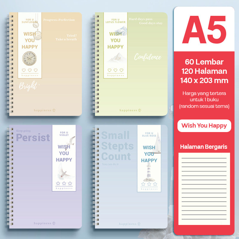 Buku Notebook A5 Full Ring Halaman Bergaris SBFA560