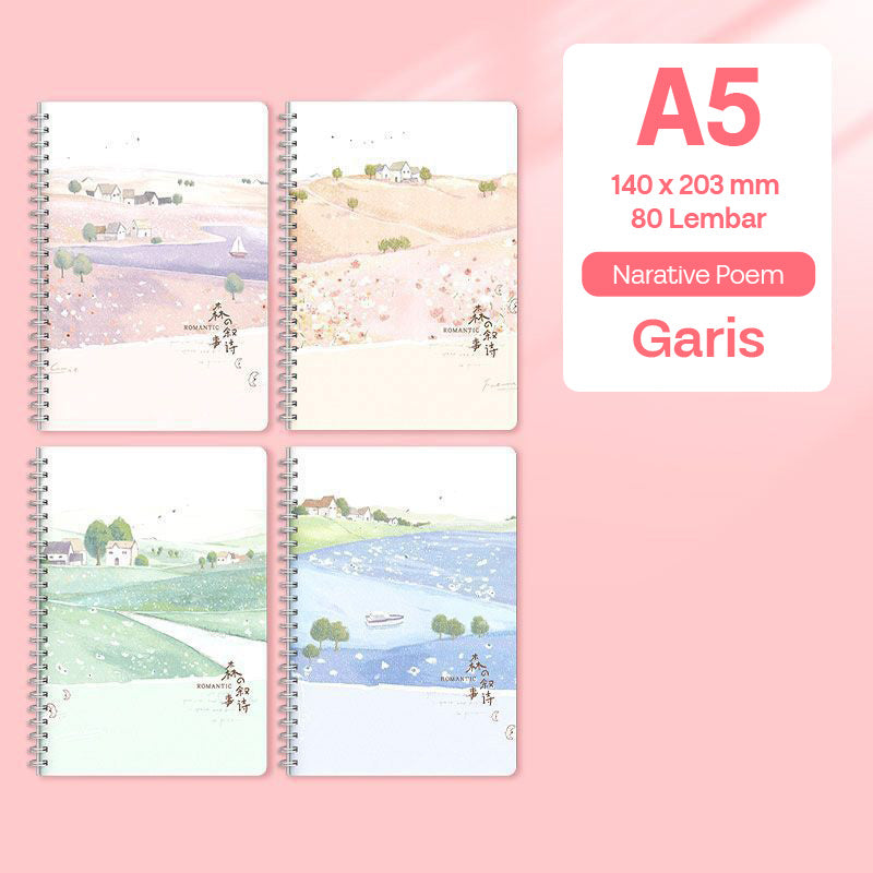 Buku Notebook A5 Full Ring Halaman Bergaris SBFA560