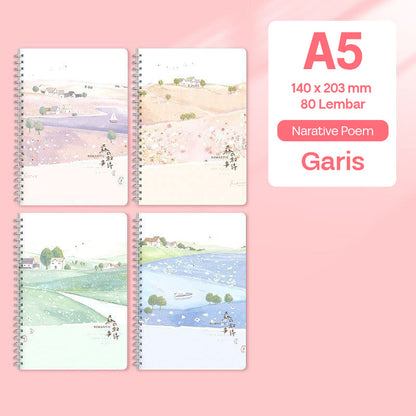 Buku Notebook A5 Full Ring Halaman Bergaris SBFA560