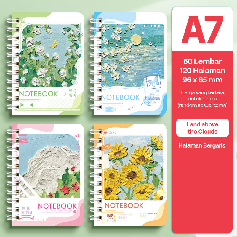 Buku Notebook A7 Full Ring Halaman Bergaris SBFA760