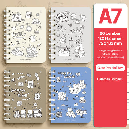 Buku Notebook A7 Full Ring Halaman Bergaris SBFA760