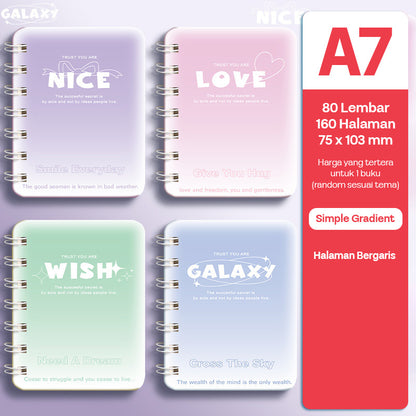 Buku Notebook A7 Full Ring Halaman Bergaris SBFA780