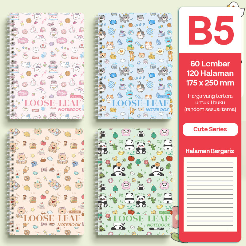 Buku Notebook B5 Full Ring Halaman Bergaris SBFB560