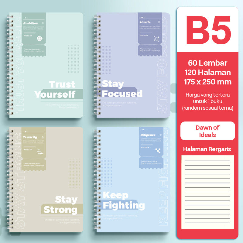 Buku Notebook B5 Full Ring Halaman Bergaris SBFB560