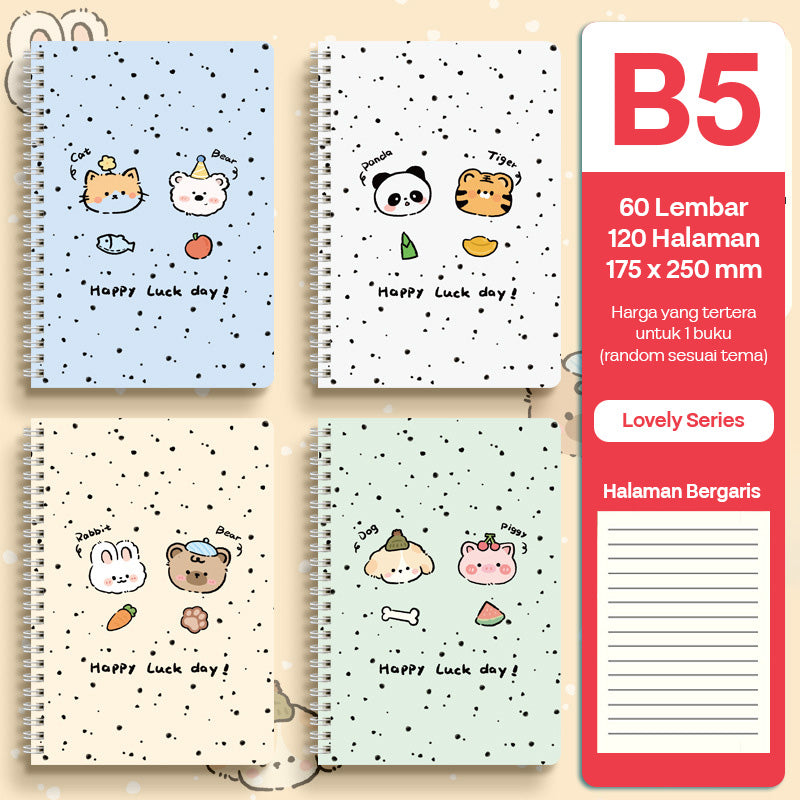 Buku Notebook B5 Full Ring Halaman Bergaris SBFB560