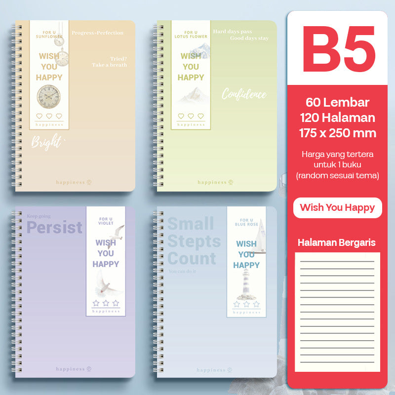 Buku Notebook B5 Full Ring Halaman Bergaris SBFB560