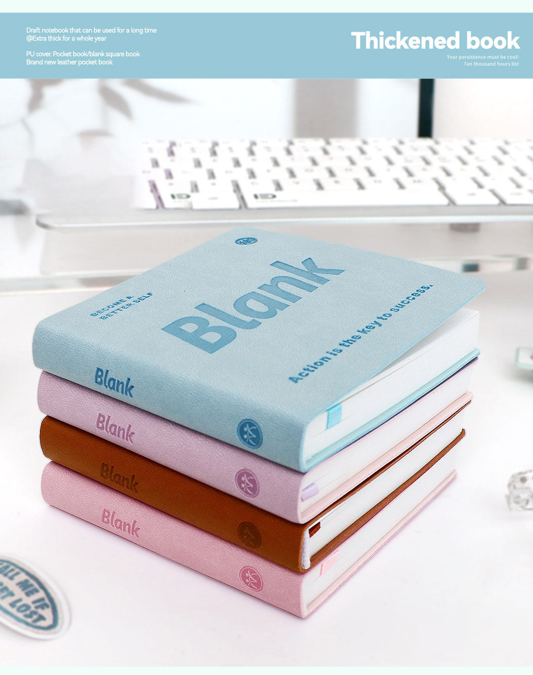 Buku Notebook Kotak Sleeve Kulit Halaman Kosong SBHS100BL