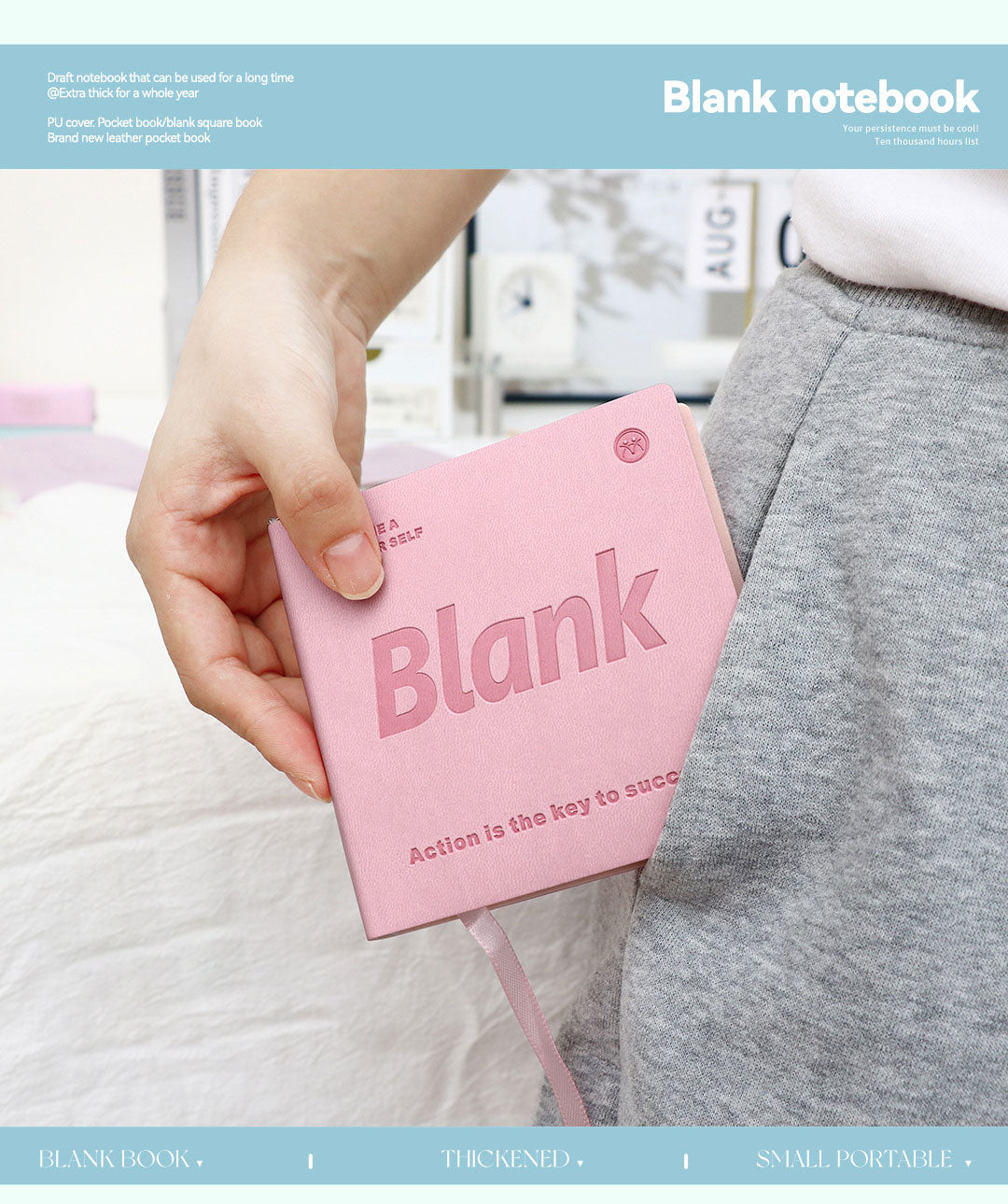 Buku Notebook Kotak Sleeve Kulit Halaman Kosong SBHS100BL