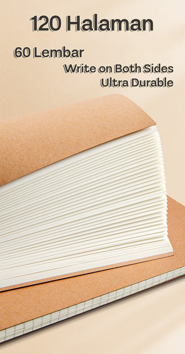 Buku Notebook A5 B5 Kraft Paper Double Coil Halaman Bergaris SBK
