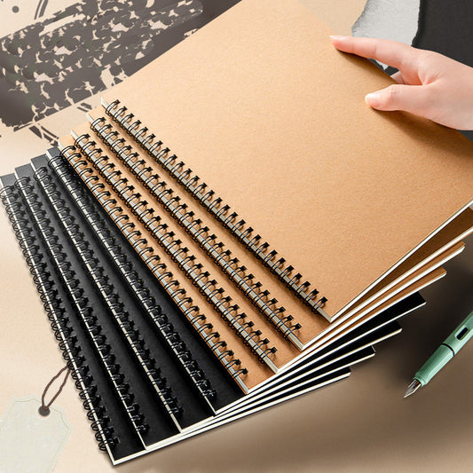 Buku Notebook A5 Kraft Paper Double Coil Halaman Bergaris SBKA560