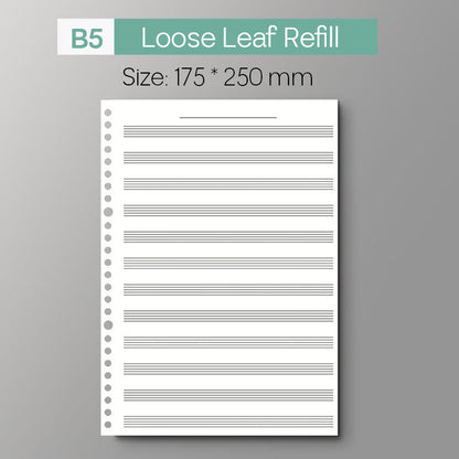 Loose Leaf Refill Blank Grid Line Dot Music