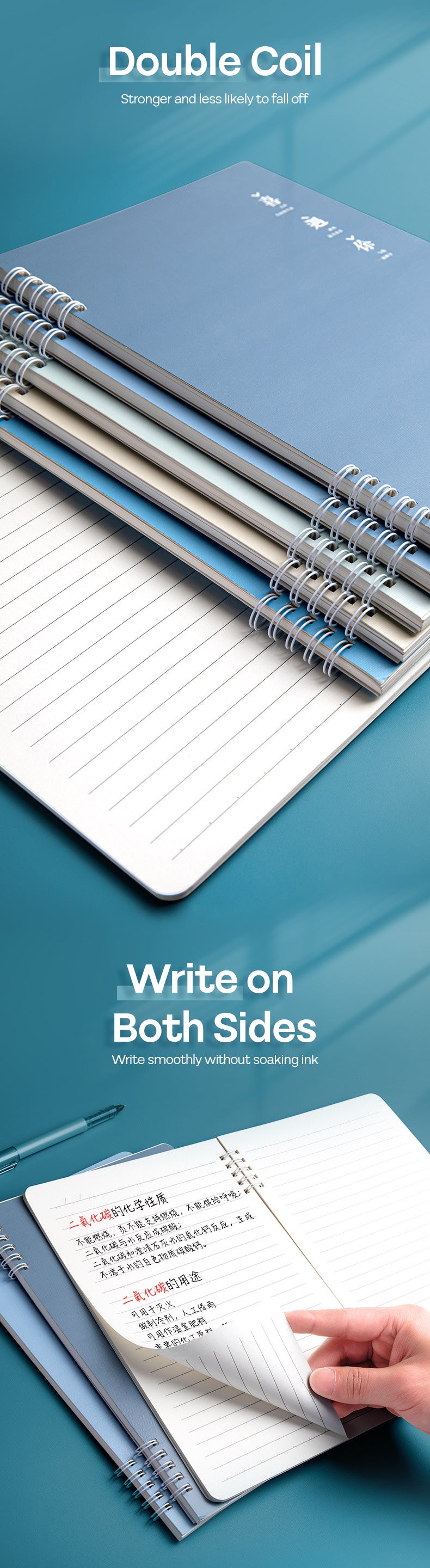 Buku Notebook A5 Double Coil Waterproof Tebal Halaman Bergaris SBNA560