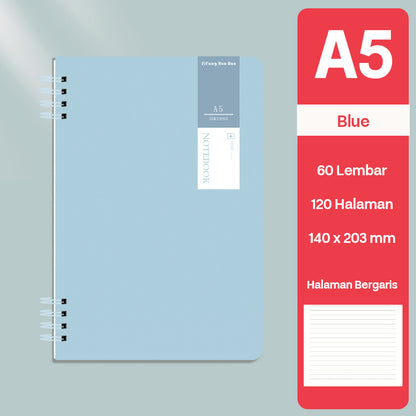 Buku Notebook A5 Double Coil Waterproof Tebal Halaman Bergaris SBNA560