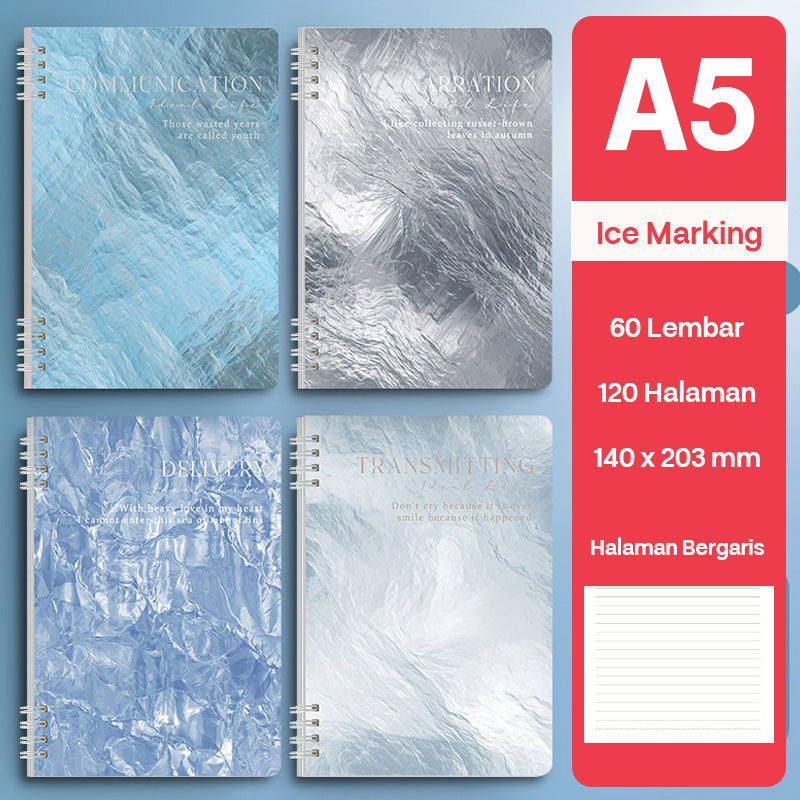 Buku Notebook A5 Double Coil Waterproof Tebal Halaman Bergaris SBNA560