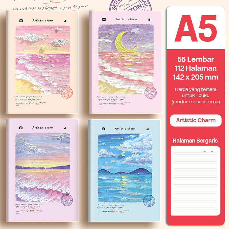 Buku Notebook A5 Sampul Eva Waterproof Tebal Halaman Bergaris 56 Lembar SBRA556