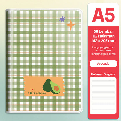 Buku Notebook A5 Sampul Eva Waterproof Tebal Halaman Bergaris 56 Lembar SBRA556