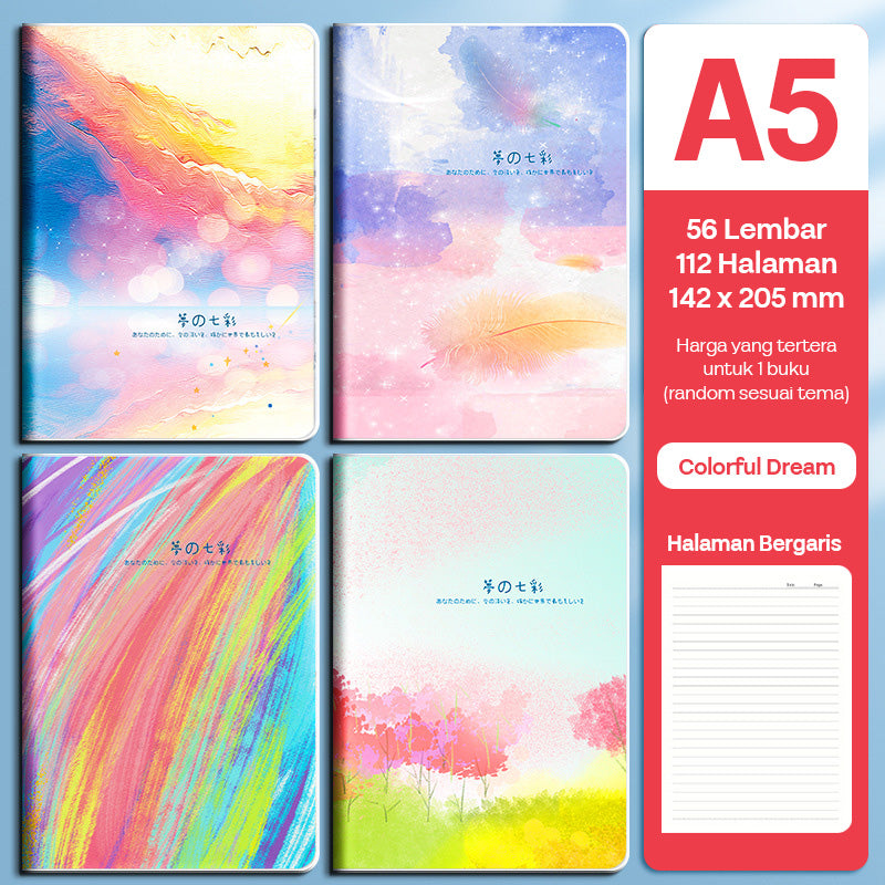 Buku Notebook A5 Sampul Eva Waterproof Tebal Halaman Bergaris 56 Lembar SBRA556