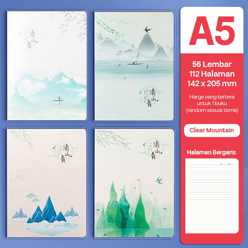 Buku Notebook A5 Sampul Eva Waterproof Tebal Halaman Bergaris 56 Lembar SBRA556
