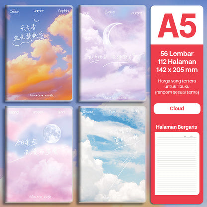 Buku Notebook A5 Sampul Eva Waterproof Tebal Halaman Bergaris 56 Lembar SBRA556