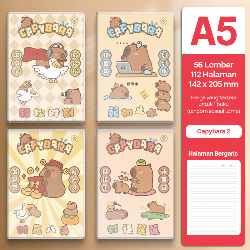 Buku Notebook A5 Sampul Eva Waterproof Tebal Halaman Bergaris 56 Lembar SBRA556