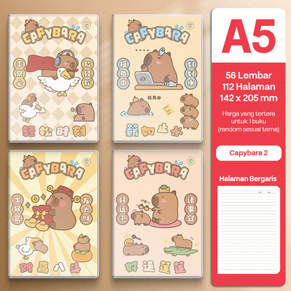 Buku Notebook A5 Sampul Eva Waterproof Tebal Halaman Bergaris 56 Lembar SBRA556
