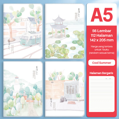 Buku Notebook A5 Sampul Eva Waterproof Tebal Halaman Bergaris 56 Lembar SBRA556