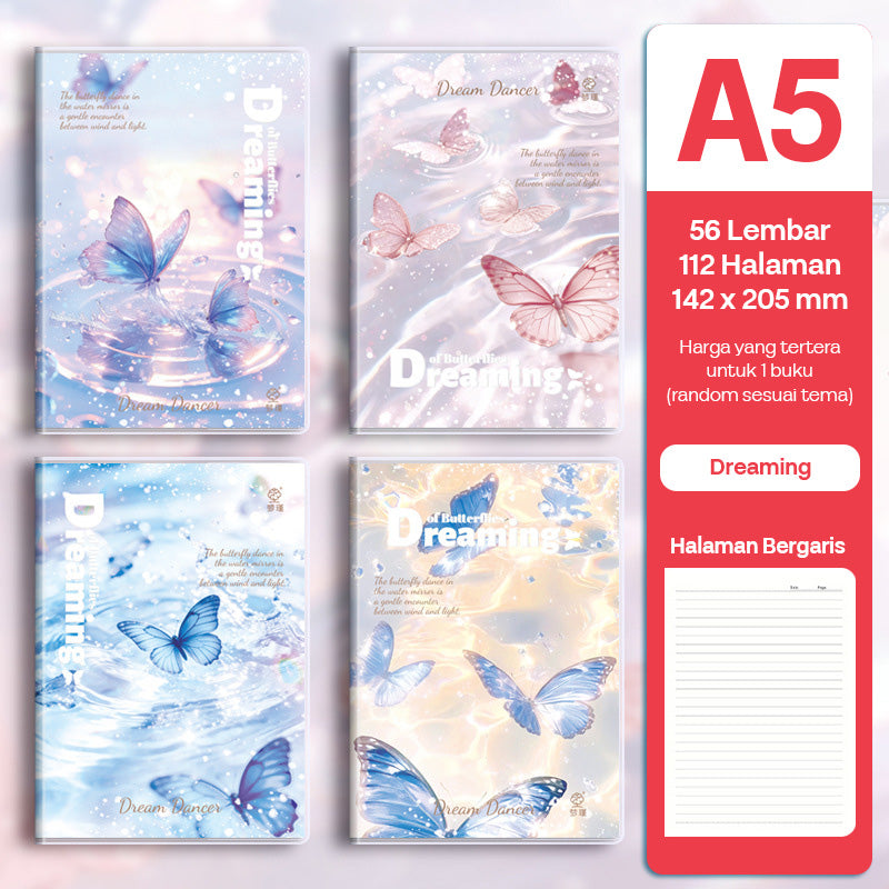 Buku Notebook A5 Sampul Eva Waterproof Tebal Halaman Bergaris 56 Lembar SBRA556