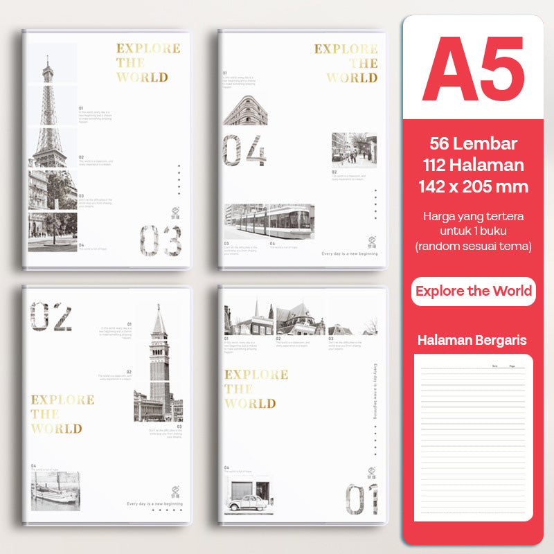 Buku Notebook A5 Sampul Eva Waterproof Tebal Halaman Bergaris 56 Lembar SBRA556