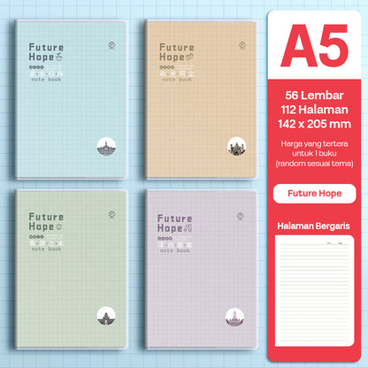 Buku Notebook A5 Sampul Eva Waterproof Tebal Halaman Bergaris 56 Lembar SBRA556
